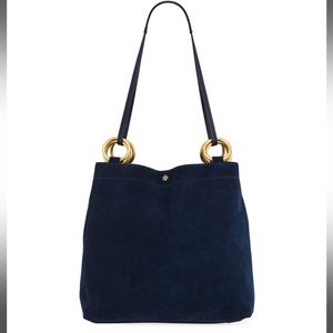 Tory Burch Navy Farrah Suede tote